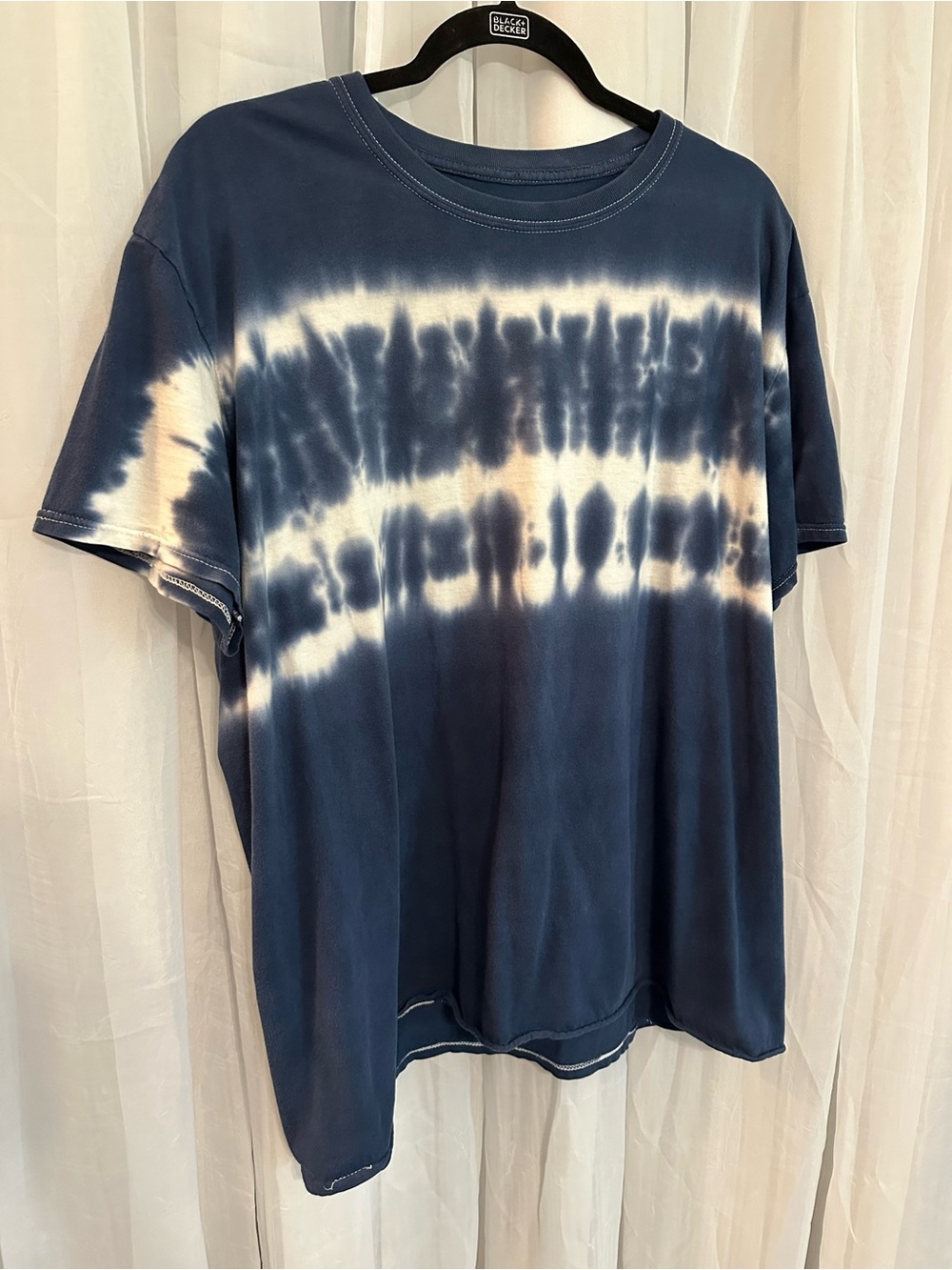 BUZZ Men's Navy Blue Tie-Dye Short Sleeve T-Shirt